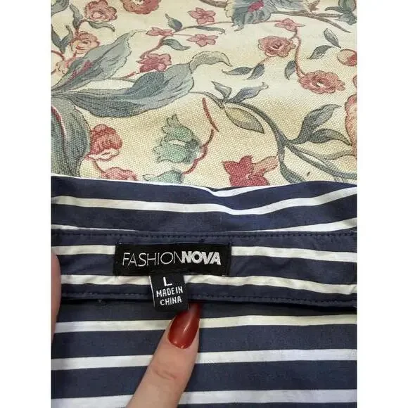 Fashion Nova Striped Shirt Dress with Corset Detail wired size L - Picture 6 of 8